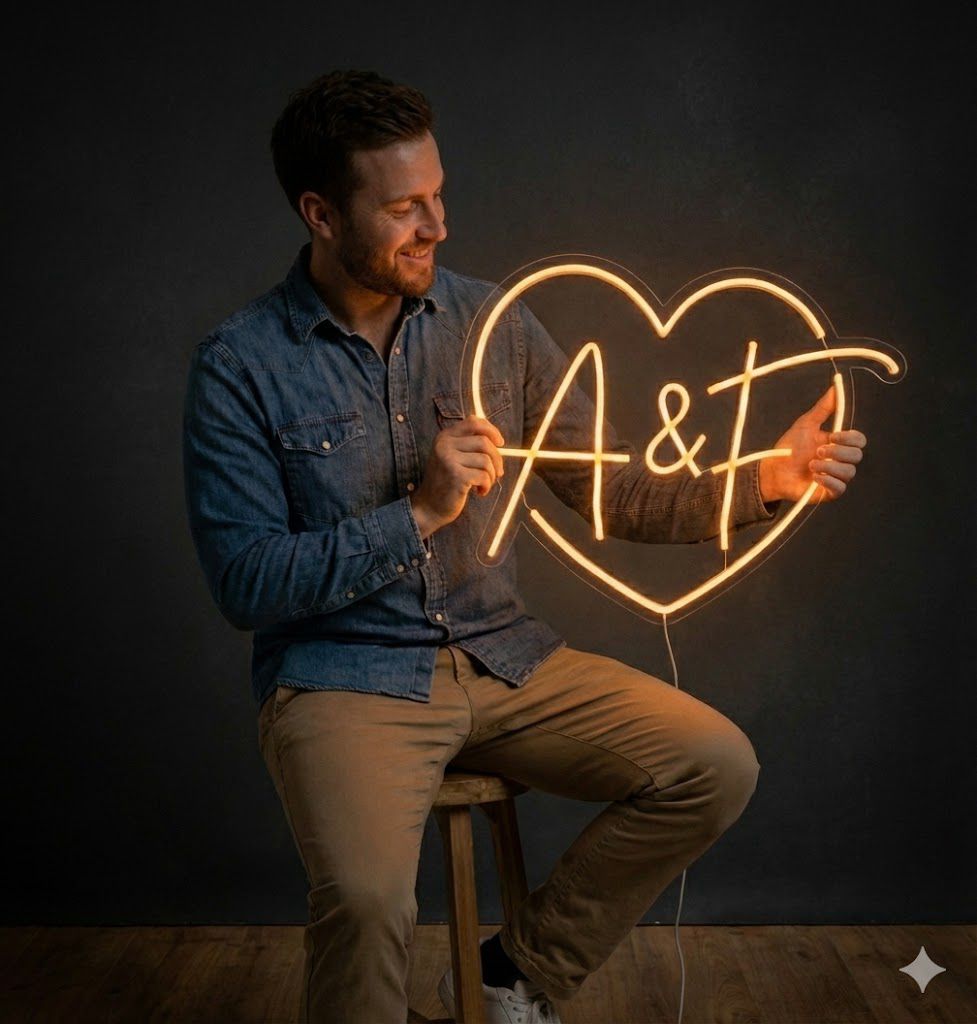 Neón San Valentín Personalizado ❤️ Vuestras iniciales en un corazón